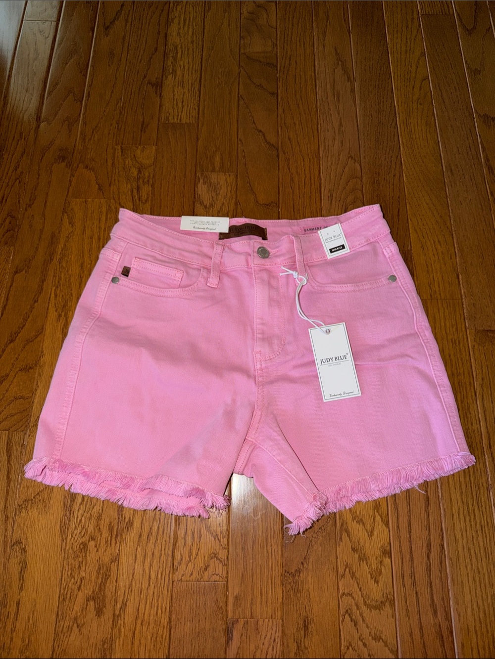 Judy Blue Bright Pink Frayed Hem Denim Shorts